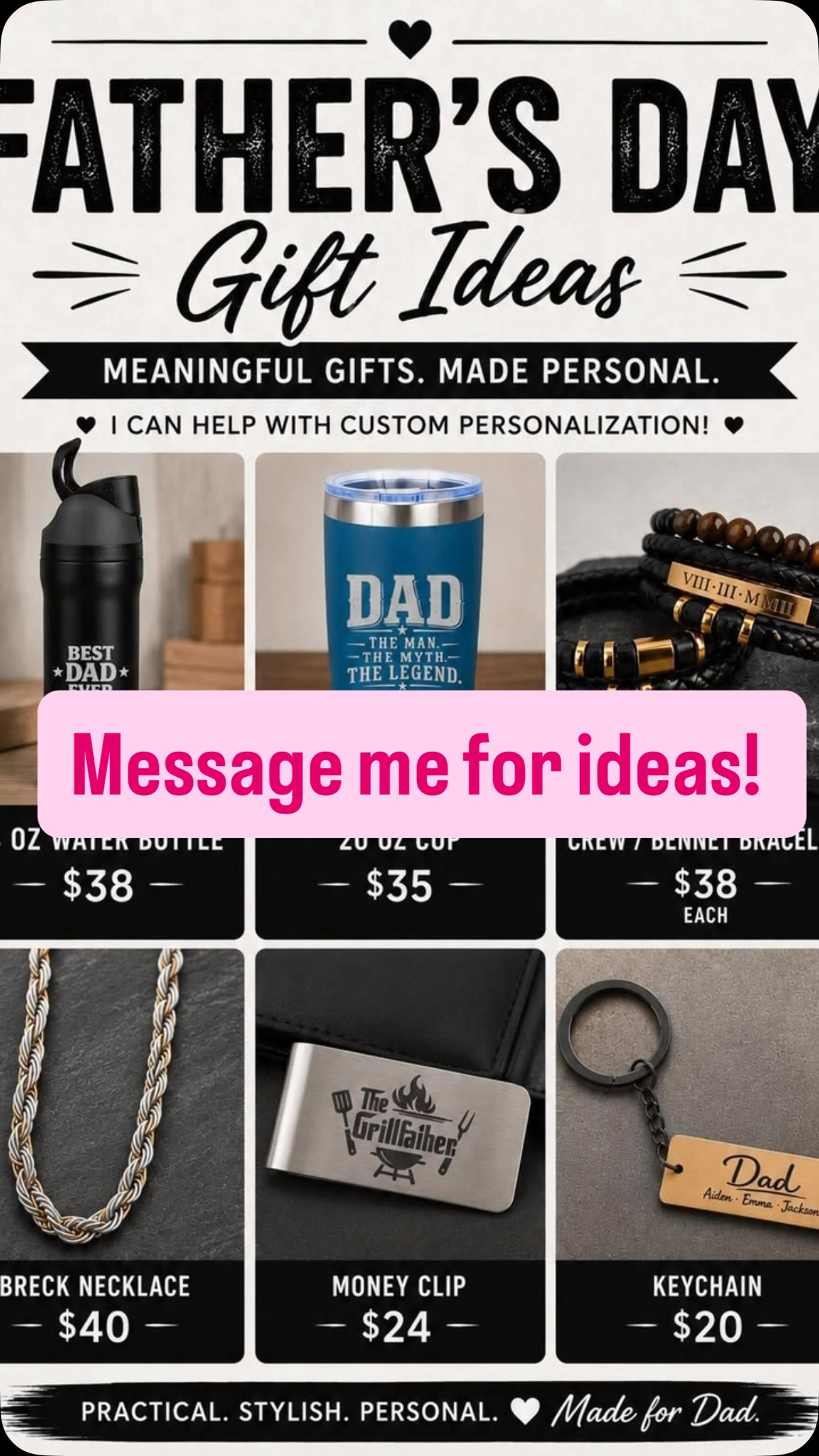 If Father’s Day shopping has you stuck, I’ve got some fun ideas he’ll actually use. And#fathersdaygiftideas the best part? Many can be personalized to make them extra special💙#fathersdaygiftideas #personalizedgifts #fathersday